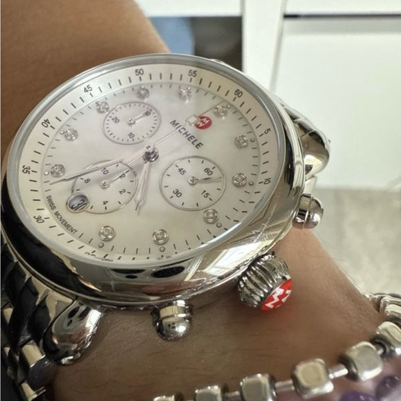 Michele Stainless Steel Watch with Pearl Dial - Picture 7 of 12